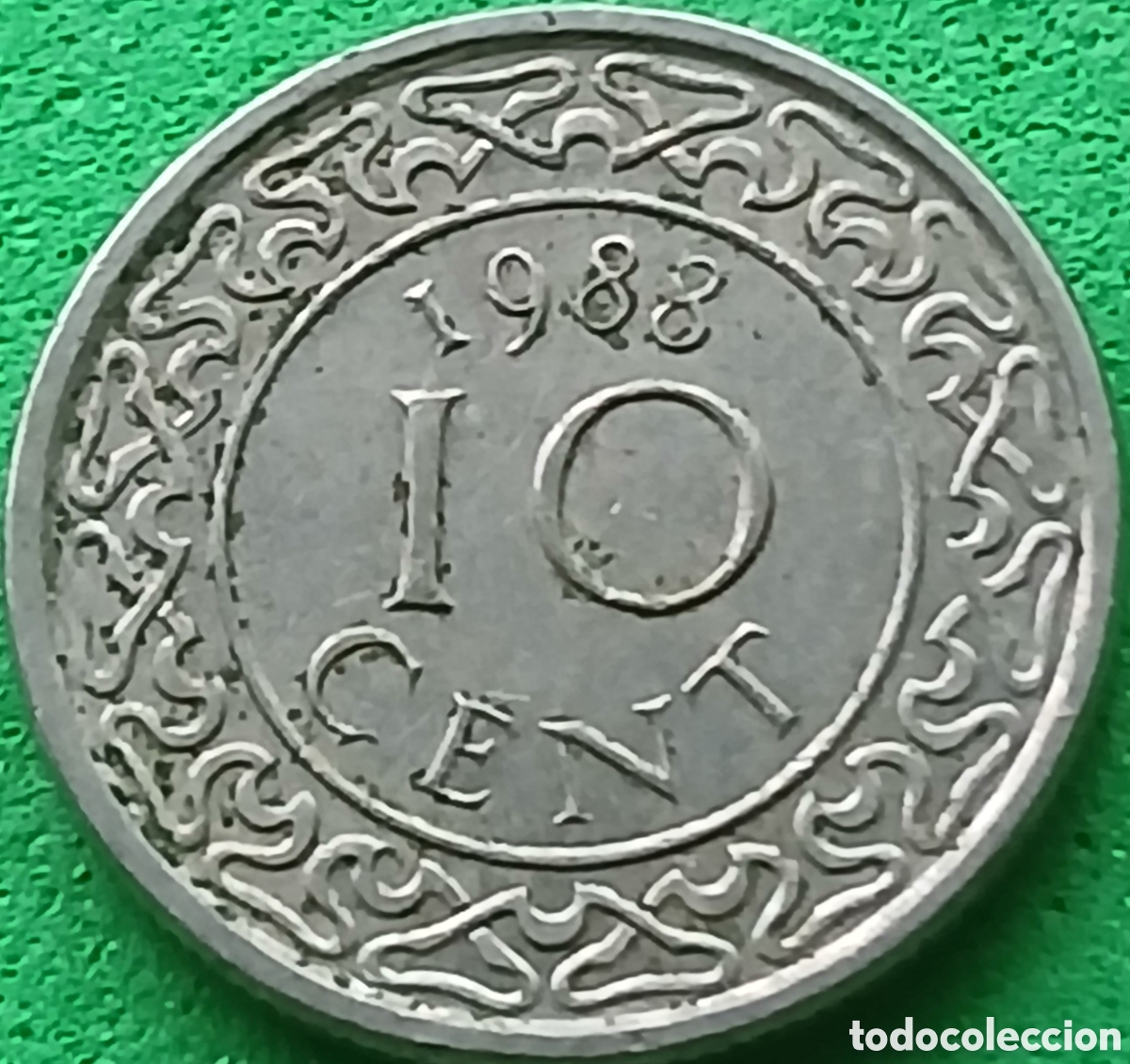 Old Coins of America: Surinam 10 cent 1988 km#13a poco com&uacute;n
