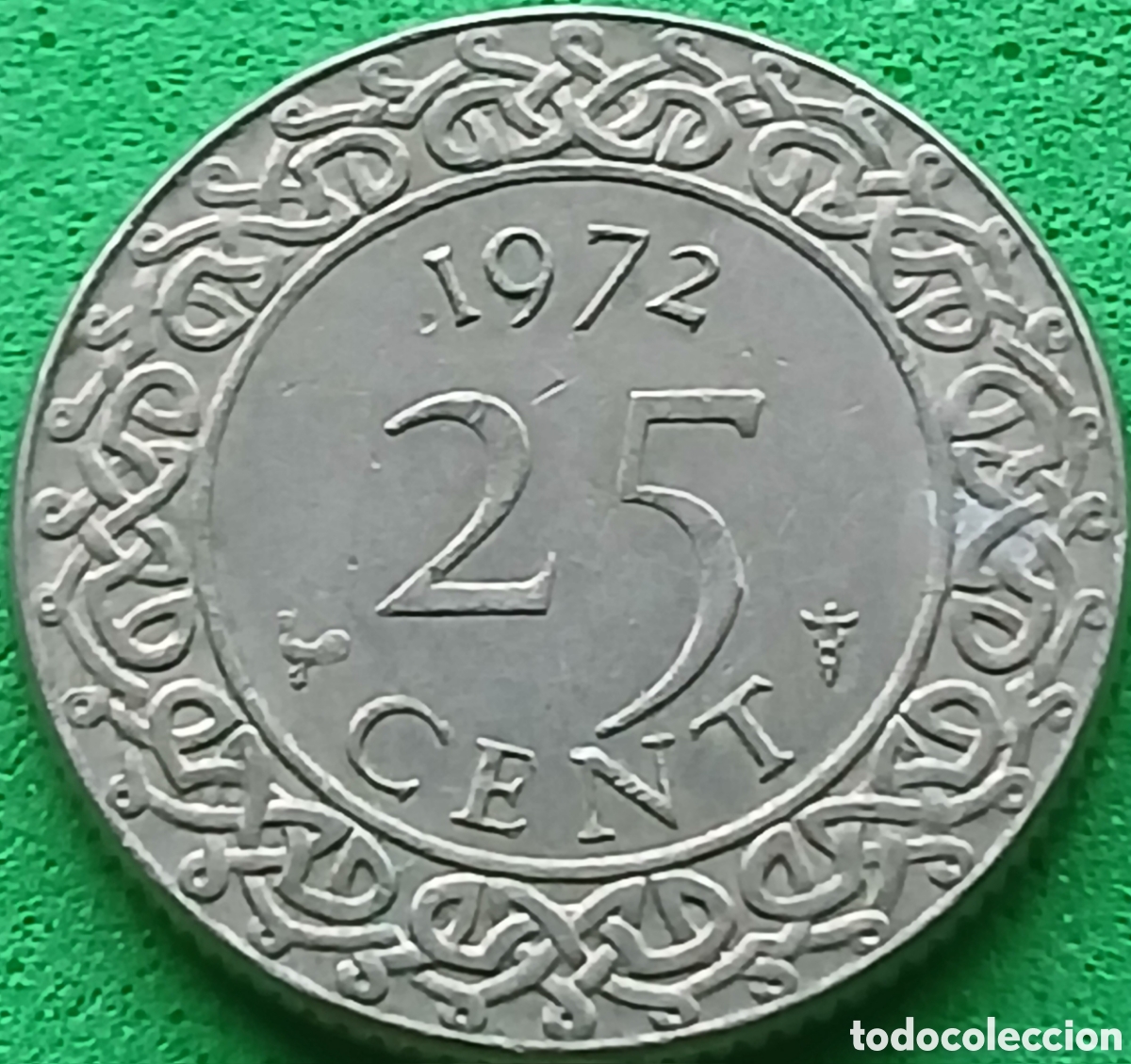 Old Coins of America: Surinam 25 cent 1972 km#14