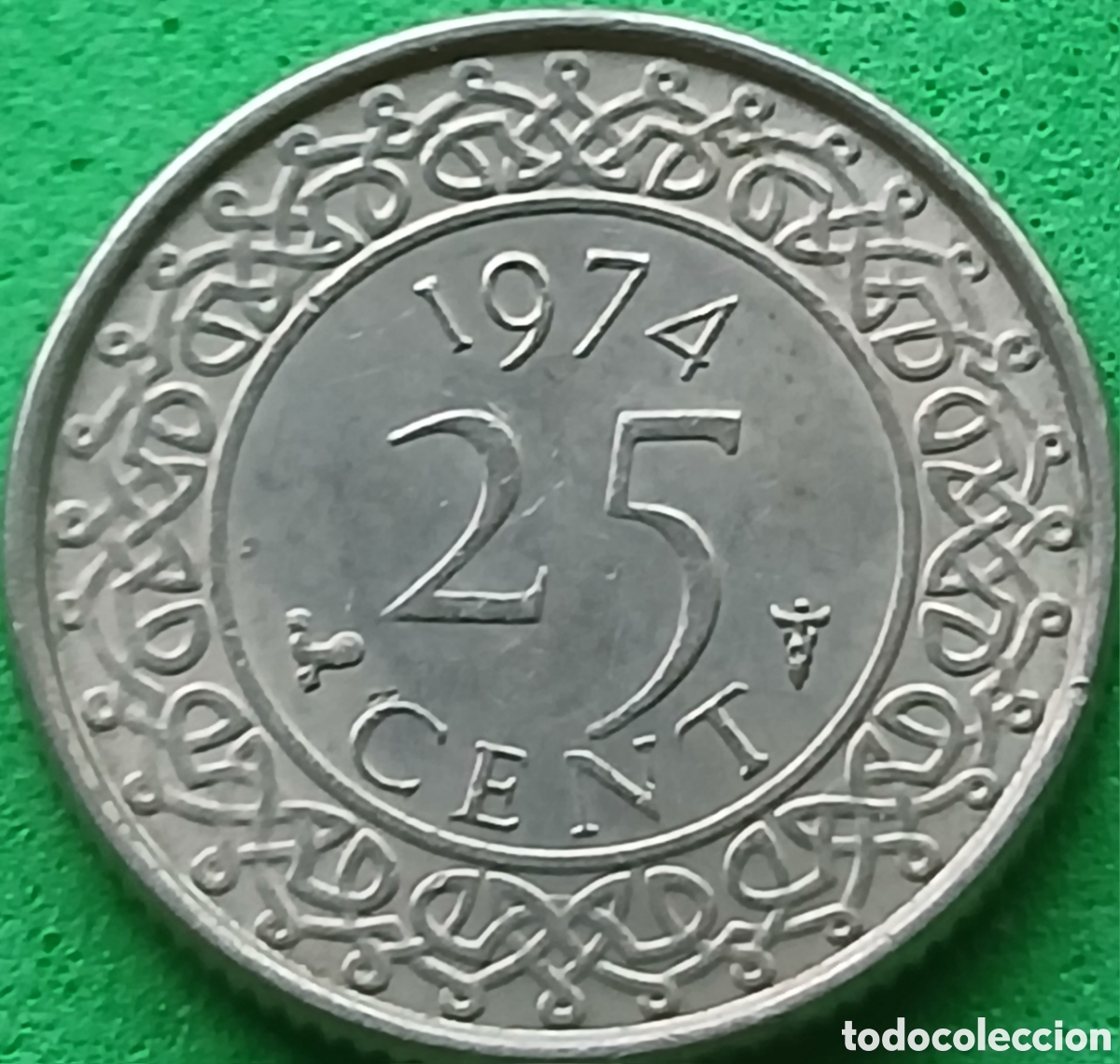 Old Coins of America: Surinam 25 cent 1974 km#14