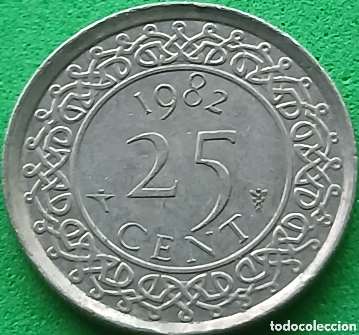 Old Coins of America: Surinam 25 cent 1982 km#14 poco com&uacute;n