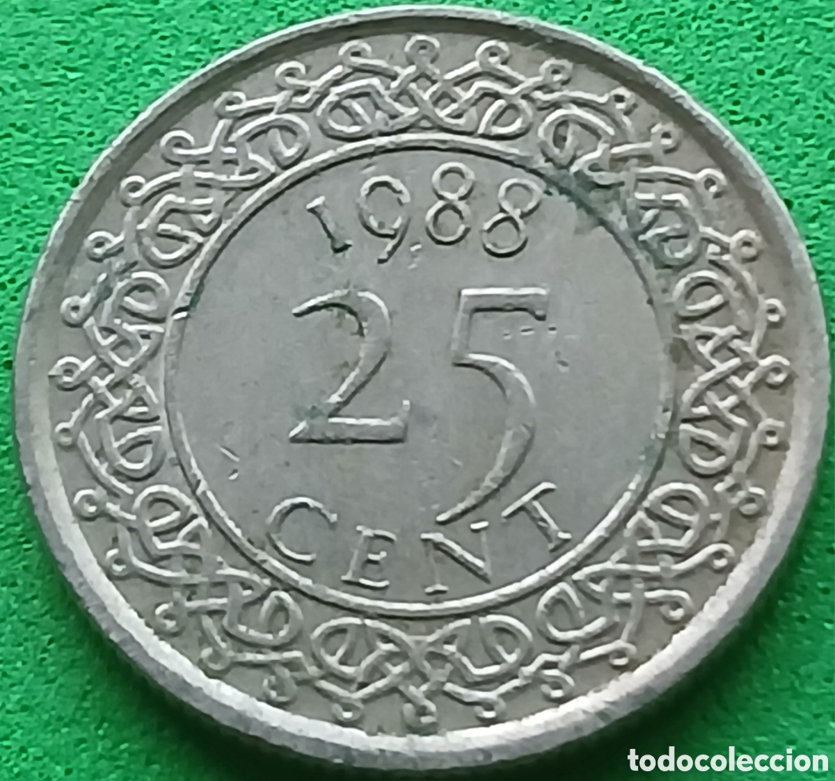 Monedas antiguas de Am&eacute;rica: Surinam 25 cent 1988 km#14a
