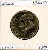 Monedas antiguas de Am&eacute;rica: M&Eacute;XICO 1980, 1 PESO, KM-460, CIRCULADA