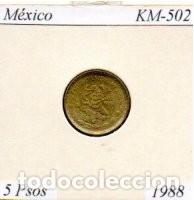 Monedas antiguas de Am&eacute;rica: M&Eacute;XICO 1988, 5 PESOS, KM-502, SC