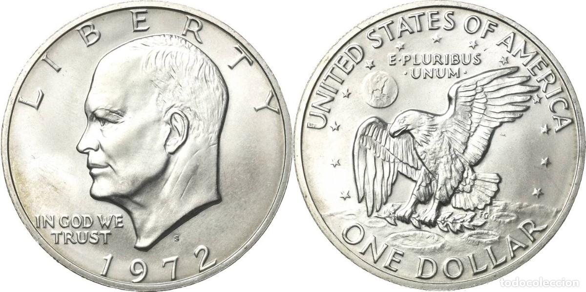 Monedas antiguas de Am&eacute;rica: E.E.U.U. (USA) 1 DOLAR (DOLLAR) PLATA 1972 S EISENHOWER/MISION APOLLO FDC