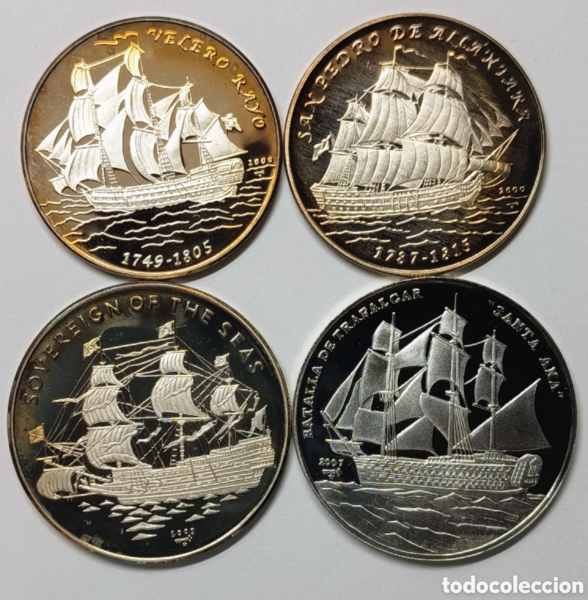 Monedas antiguas de Am&eacute;rica: CUBA. 4 MONEDAS DE 10 PESOS. &ldquo;VELEROS&rdquo; PLATA. PROOF. ,999.