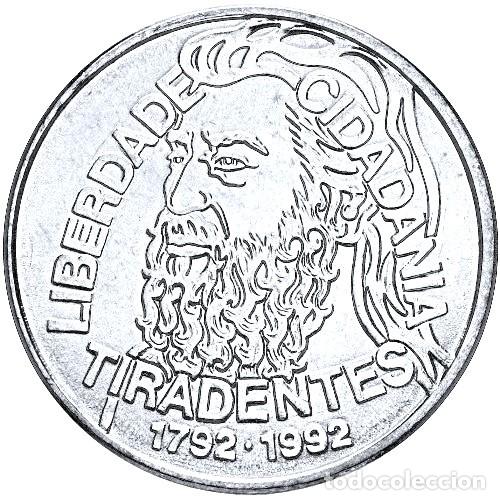 Monedas antiguas de Am&eacute;rica: Brasil, 5000 Cruzeiros 1992 &rdquo;Tirandentes&rdquo; KM#625./ Nueva, sin circular.