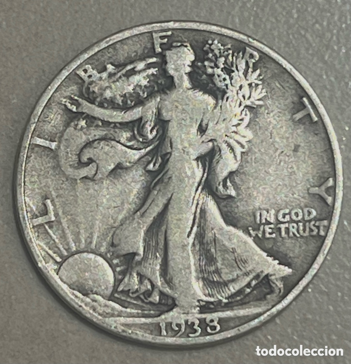 Monedas antiguas de Am&eacute;rica: MONEDA HALF DOLLAR 1938 D, MUY ESCASA, EN BUEN ESTADO - PLATA