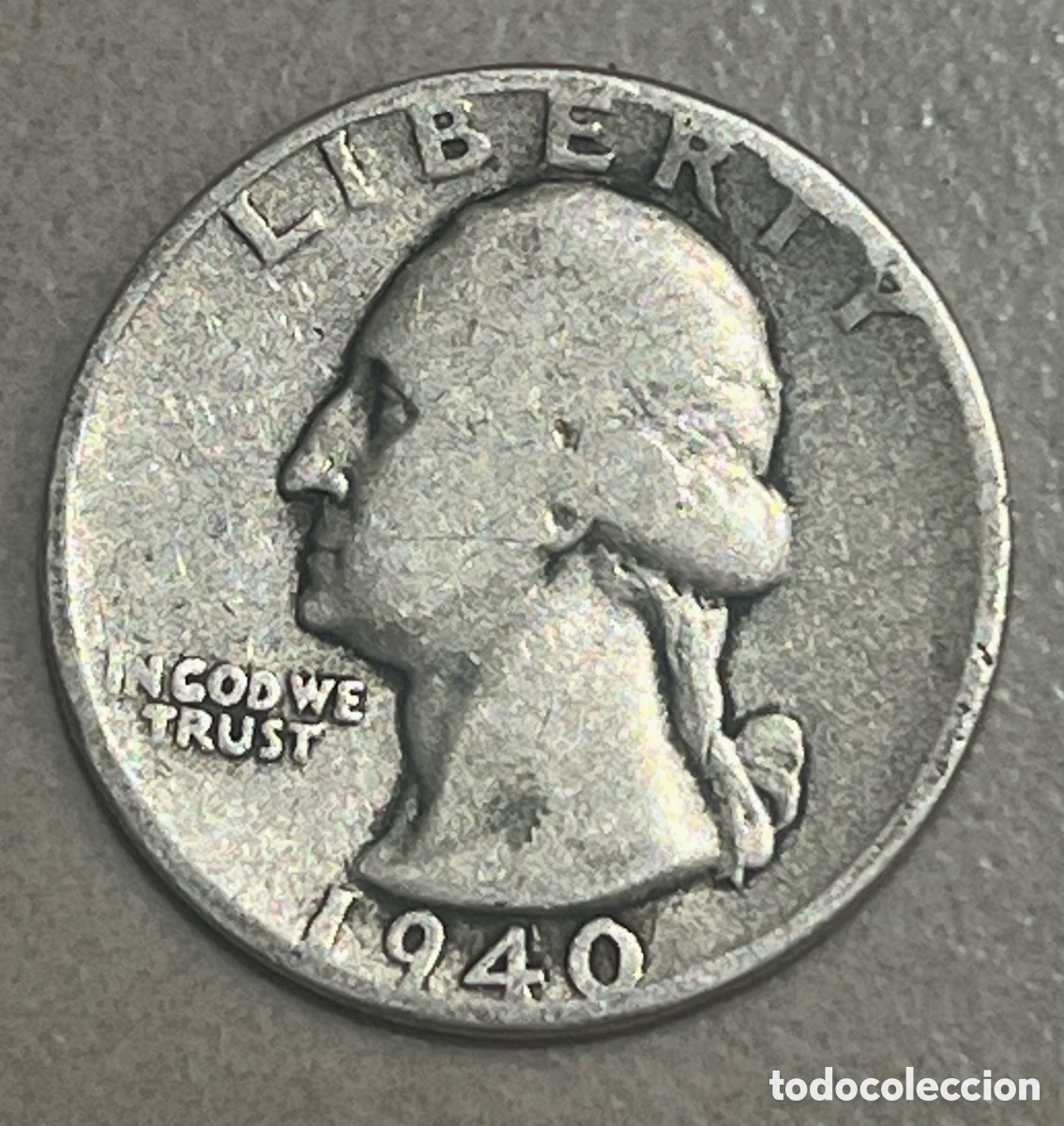 Alte M&uuml;nzen aus Amerika: MONEDA 1/4 DOLLAR (QUARTER) 1940 &rdquo;WASHINGTON&rdquo; PLATA