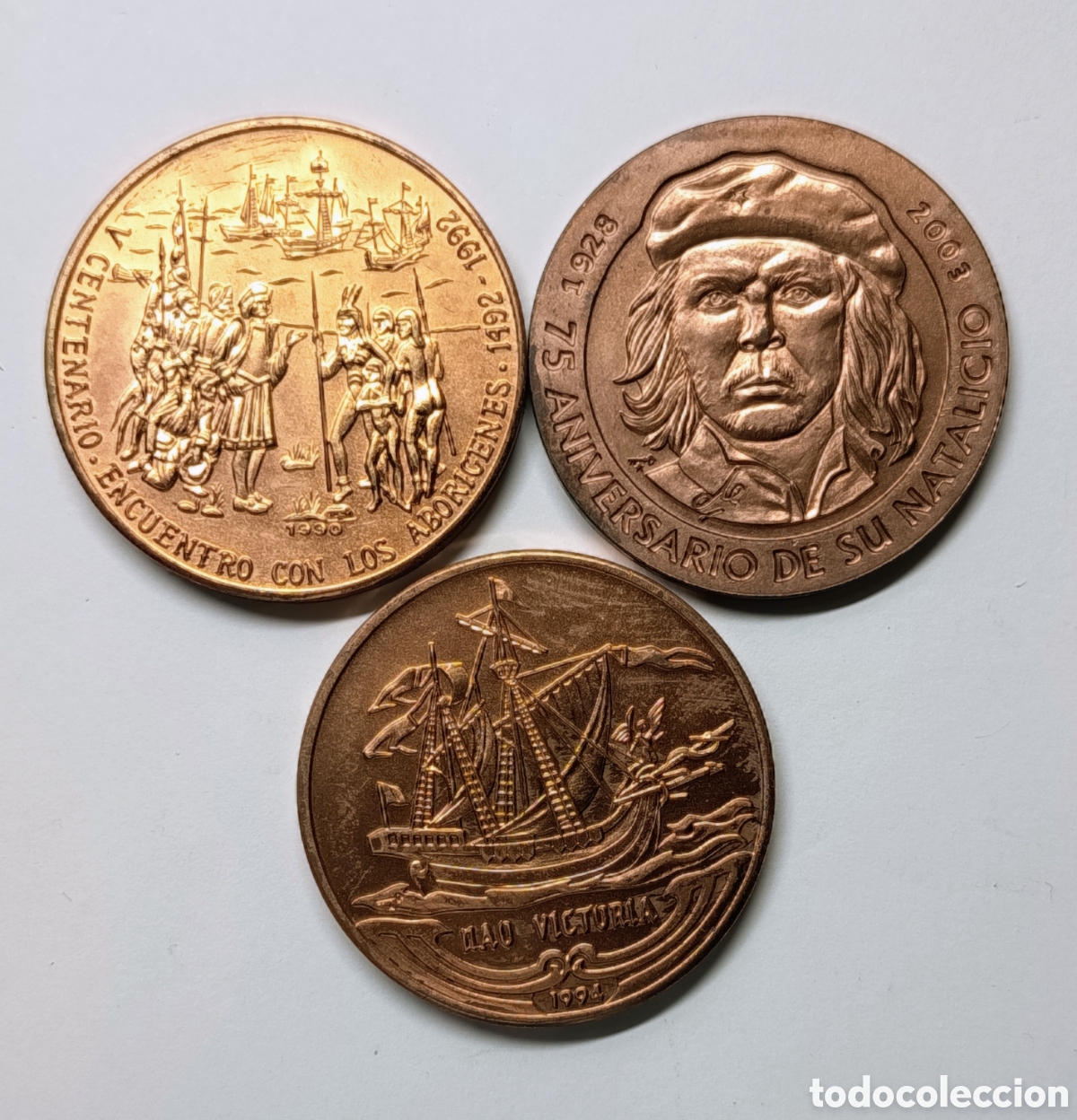 Monedas antiguas de Am&eacute;rica: CUBA. 3 MONEDAS DE 1 PESO. 1990-2003. COBRE. FDC. 31,10 6 gramos. ESCASAS