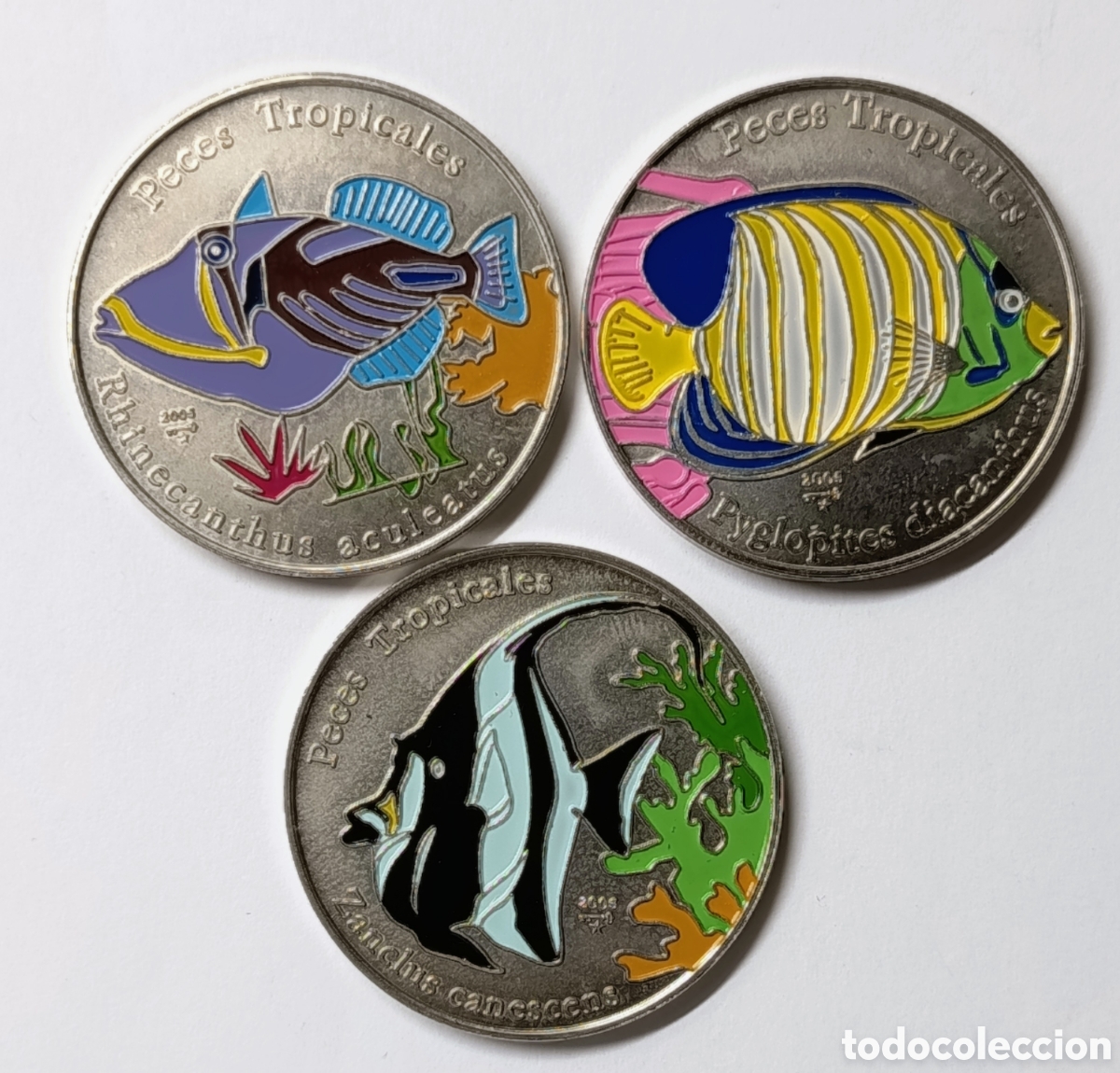 Monedas antiguas de Am&eacute;rica: CUBA. SERIE &ldquo;PECES TROPICALES&rdquo;. 3x1 PESO. 2005. 12,5 GRS. ACERO NIQUELADO. MULTICOLOR.