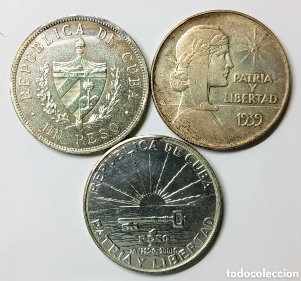 Monedas antiguas de Am&eacute;rica: CUBA. TRES MONEDAS DE PLATA DE LA 1&ordf; REP&Uacute;BLICA. 1934, 1939 Y 1953. LAS TRES A UN SUPERPRECIO