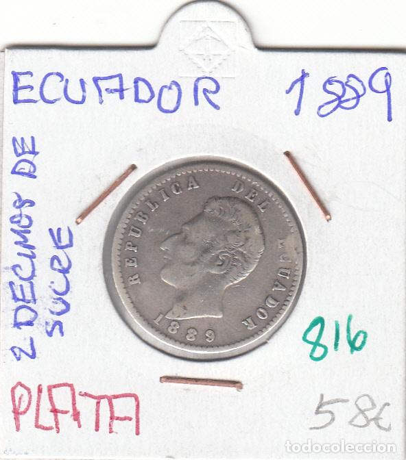 Monedas antiguas de Am&eacute;rica: CR0816 MONEDA ECUADOR 2 DECIMAS DE SUCRE 1889 PLATA