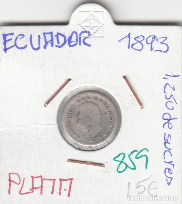 Monedas antiguas de Am&eacute;rica: CR0859 MONEDA ECUADOR 1,250 DECIMODE SUCRE 1893 PLATA