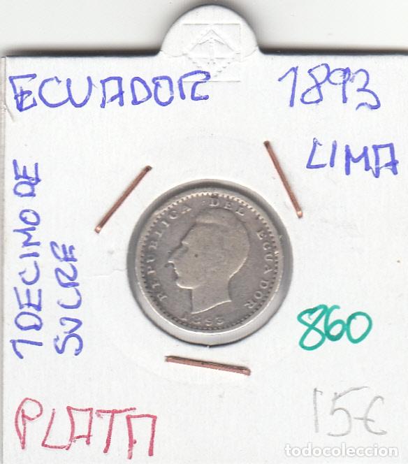 Monedas antiguas de Am&eacute;rica: CR0860 MONEDA ECUADOR 10 DECIMODE SUCRE 1893 PLATA