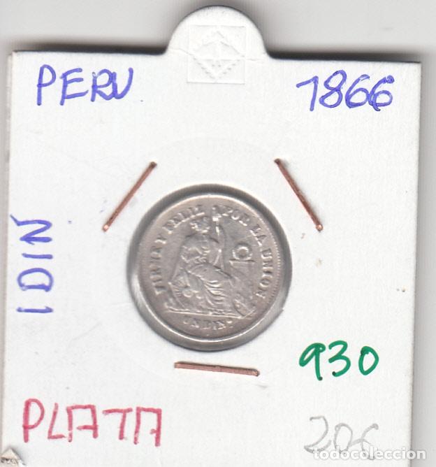 Monedas antiguas de Am&eacute;rica: CR0930 MONEDA PERU 1 DIN PLATA 1866