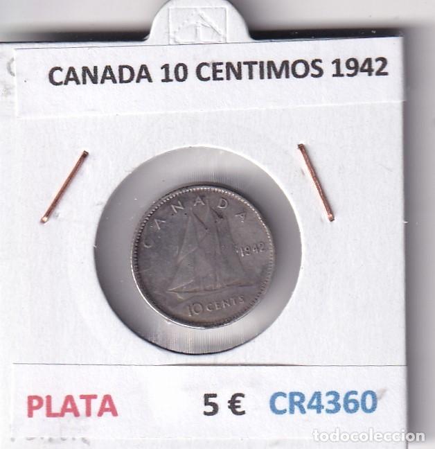 Monedas antiguas de Am&eacute;rica: CR4360 MONEDA CANADA 10 CENTIMOS 1942 PLATA