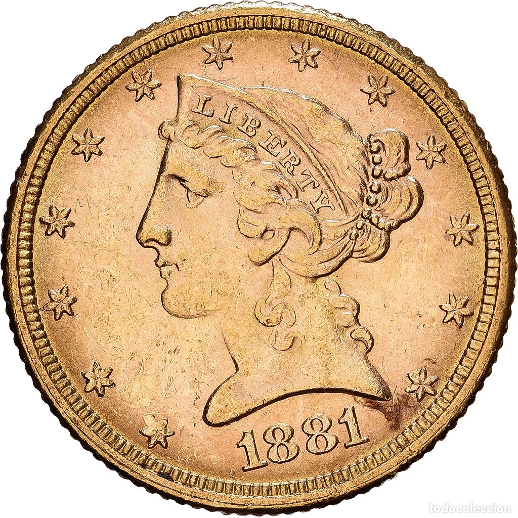 Monedas antiguas de Am&eacute;rica: [#1121694] Estados Unidos, $5, Half Eagle, Coronet Head, 1881, Philadelphia, Oro, SC