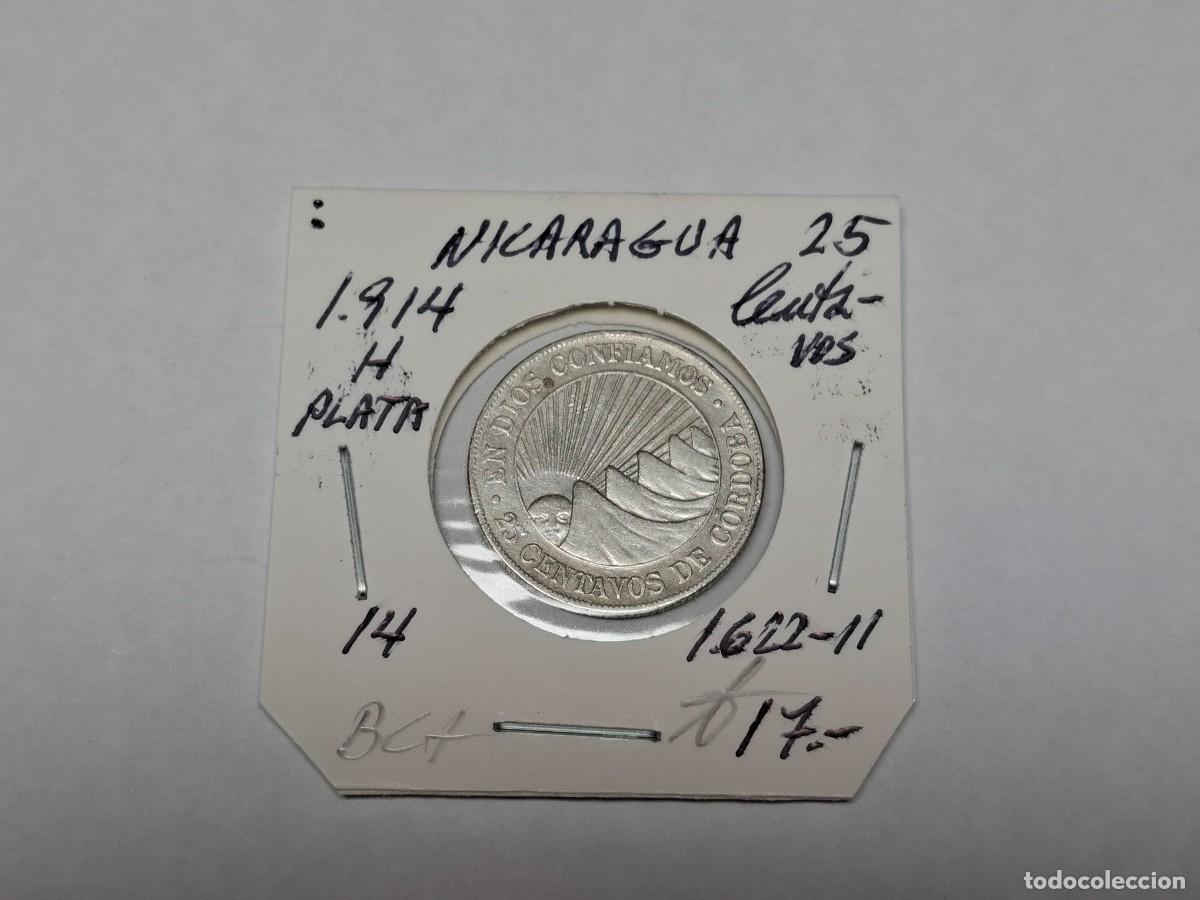 Monedas antiguas de Am&eacute;rica: 25 CENTAVOS de PLATA de 1914 H KM 14 NICARAGUA en BC+