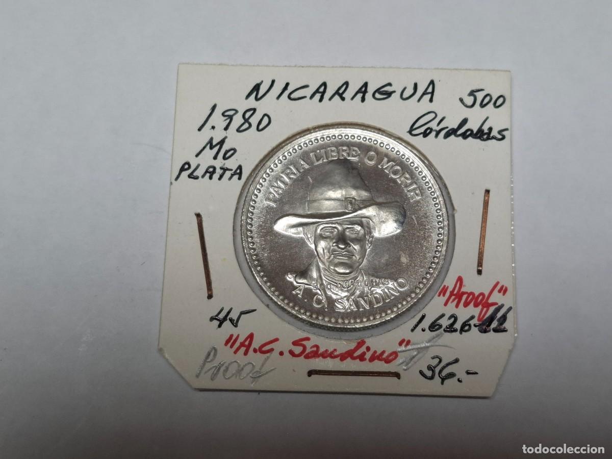 Monedas antiguas de Am&eacute;rica: 500 CORDOBAS de PLATA de 1980 Mo KM 45 NICARAGUA en PROOF
