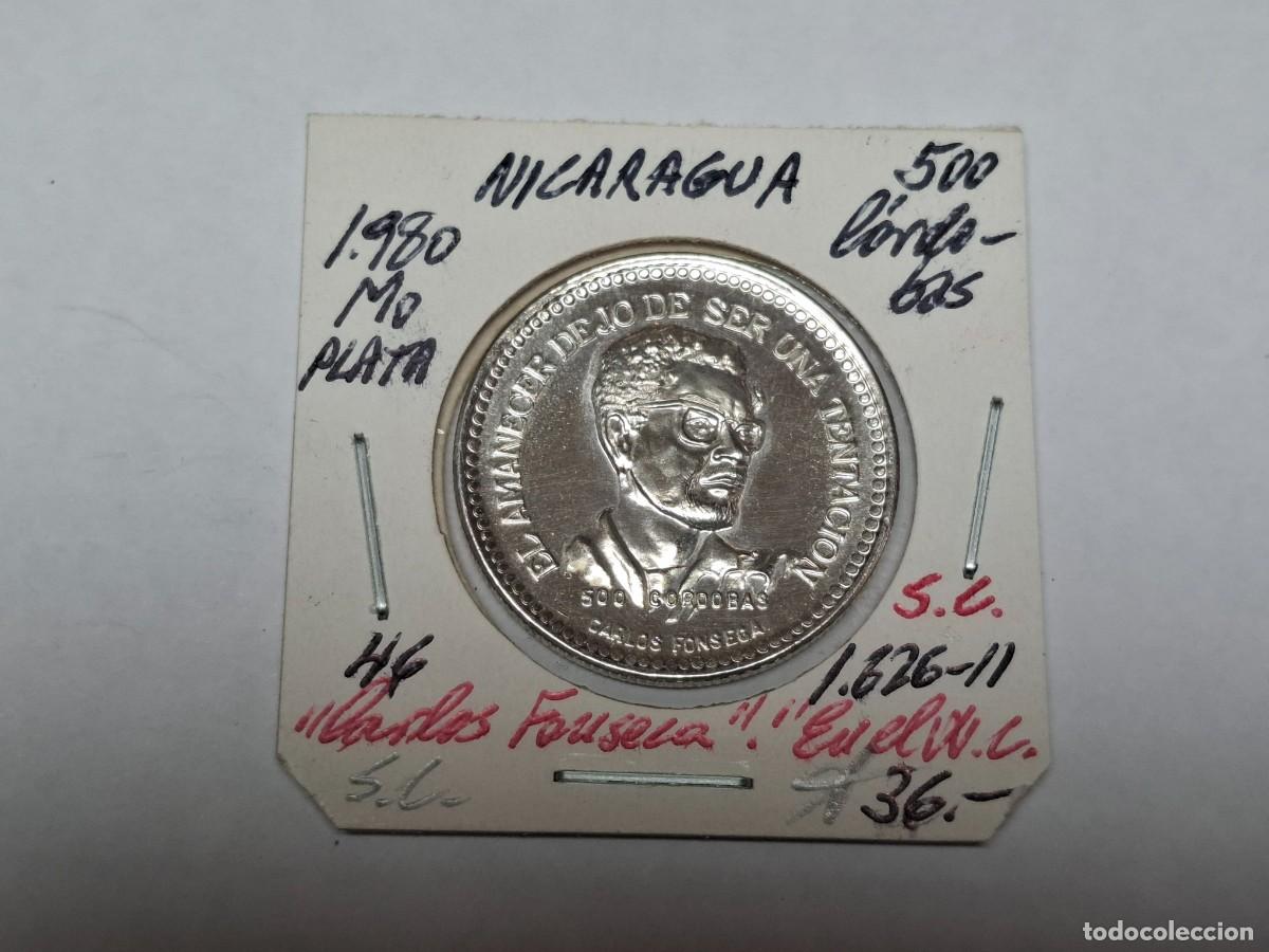 Monedas antiguas de Am&eacute;rica: 500 CORDOBAS de PLATA de 1980 Mo KM 46 NICARAGUA en SIN CIRCULAR