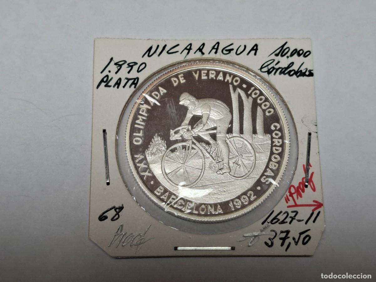 Monedas antiguas de Am&eacute;rica: 10.000 CORDOBAS de PLATA de 1990 KM 68 NICARAGUA en PROOF