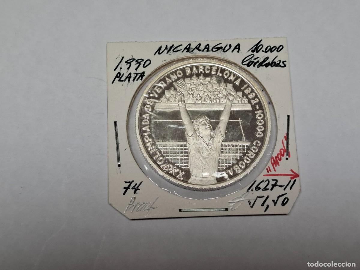 Monedas antiguas de Am&eacute;rica: 10.000 CORDOBAS de PLATA de 1990 KM 74 NICARAGUA en PROOF