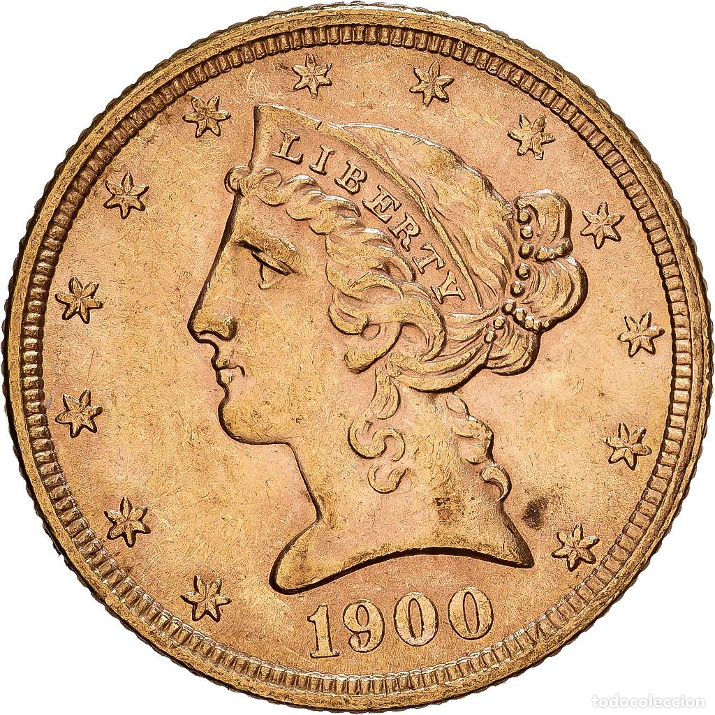 Monedas antiguas de Am&eacute;rica: [#1121695] Estados Unidos, $5, Half Eagle, Coronet Head, 1900, Philadelphia, Oro, SC