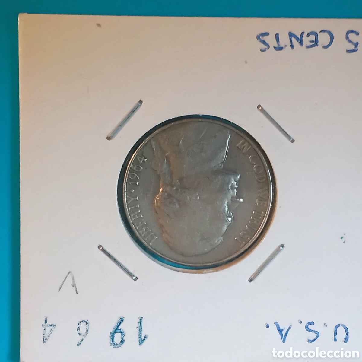 Monedas antiguas de Am&eacute;rica: E.E.U.U. (U.S.A.) 5 CENTAVOS (CENTS) CU-NI 1964 JEFFERSON