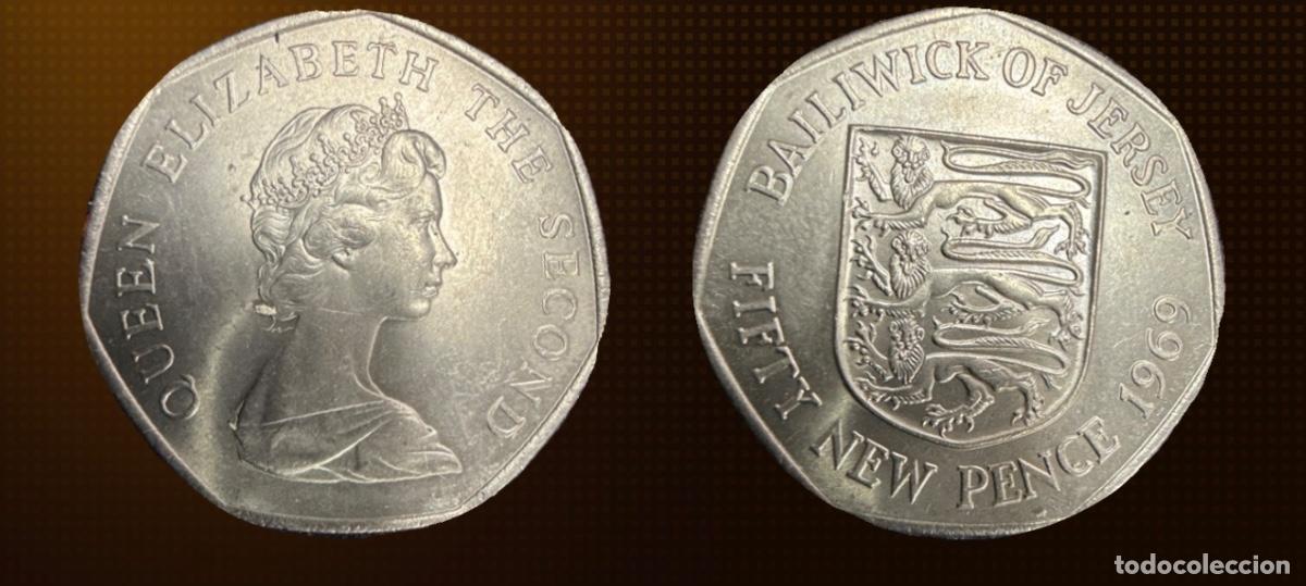 Monedas antiguas de Am&eacute;rica: JERSEY 50 NEW PENCE 1969 &middot; ISABEL II &middot; PRIMER A&Ntilde;O &middot; BAJA TIRADA 480.000 &middot; GRAN ESTADO