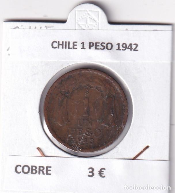 Monedas antiguas de Am&eacute;rica: CR4656 MONEDA CHILE 1 PESO 1942 COBRE