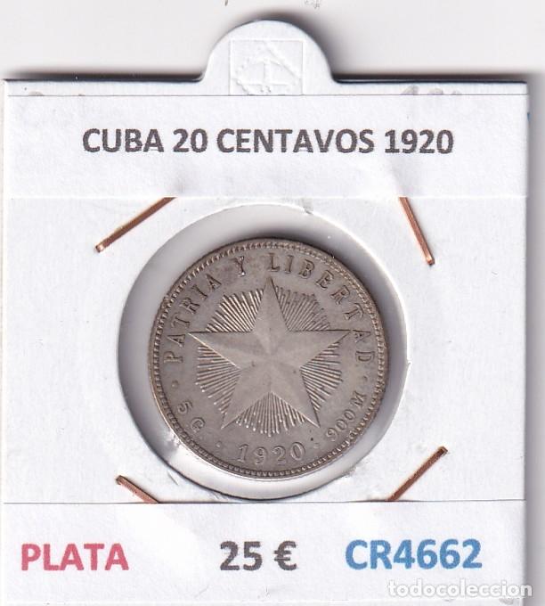 Monedas antiguas de Am&eacute;rica: CR4662 MONEDA CUBA 20 CENTAVOS 1920 PLATA