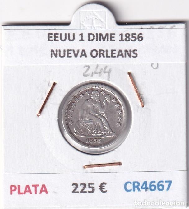 Monedas antiguas de Am&eacute;rica: CR4667 MONEDA EEUU 1 DIME 1856 NUEVA ORLEANS PLATA