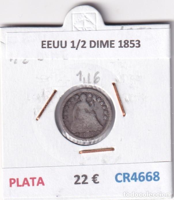 Monedas antiguas de Am&eacute;rica: CR4668 MONEDA EEUU 1/2 DIME 1853 PLATA