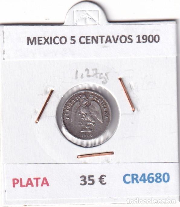 Monedas antiguas de Am&eacute;rica: CR4680 MONEDA MEXICO 5 CENTAVOS 1900 PLATA