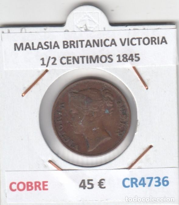 Monedas antiguas de Am&eacute;rica: CR4736 MONEDA MALASIA BRITANICA VICTORIA 1/2 CENTIMOS 1845 COBRE