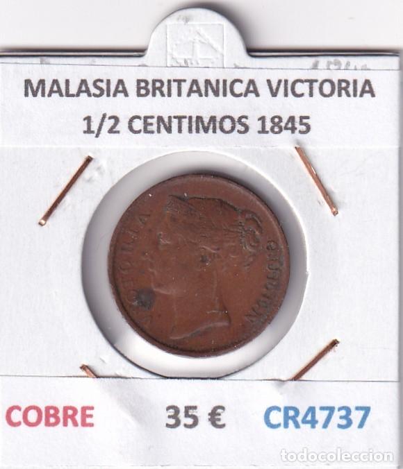 Monedas antiguas de Am&eacute;rica: CR4737 MONEDA MALASIA BRITANICA VICTORIA 1/2 CENTIMOS 1845 COBRE