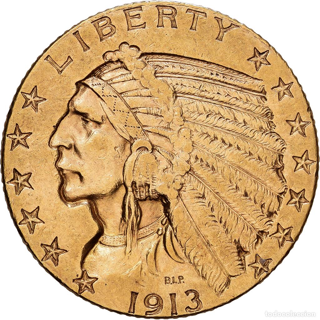 Monedas antiguas de Am&eacute;rica: [#1118054] Estados Unidos, $5, Half Eagle, Indian Head, 1913, U.S. Mint, Oro, MBC, KM:129