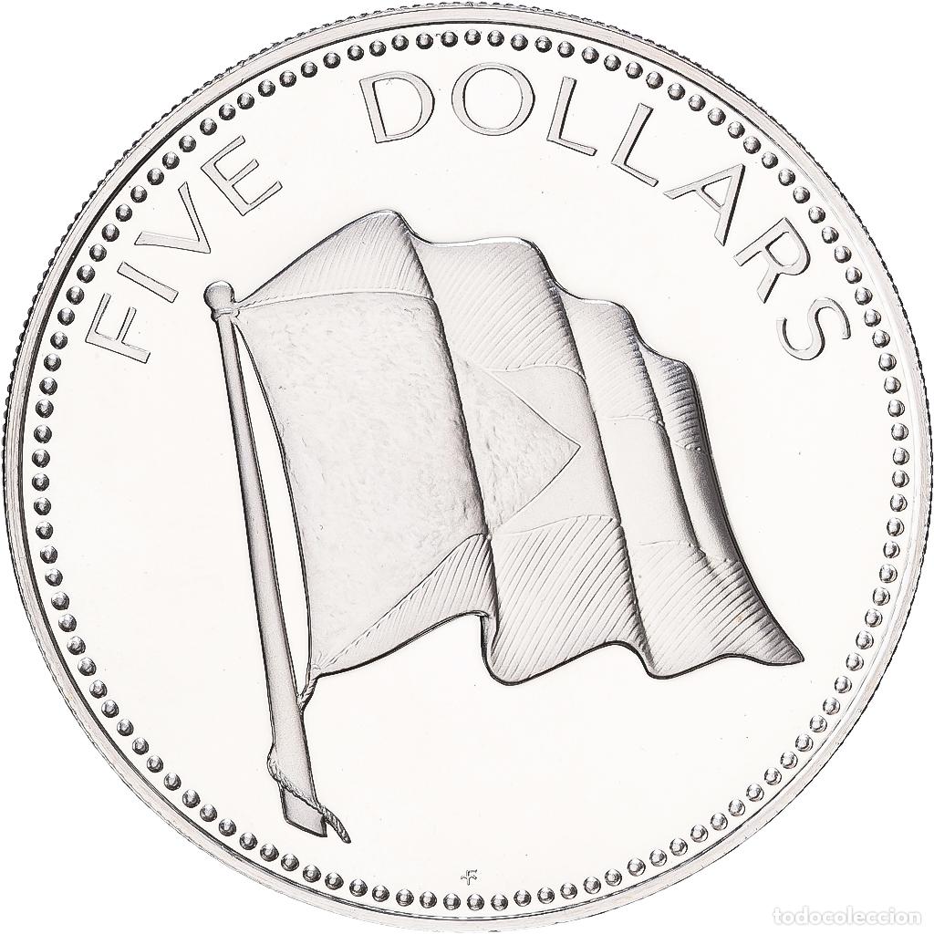 Monedas antiguas de Am&eacute;rica: [#1121764] Bahamas, Elizabeth II, 5 Dollars, 1975, Franklin Mint, Prueba, Plata, SC, KM:67a