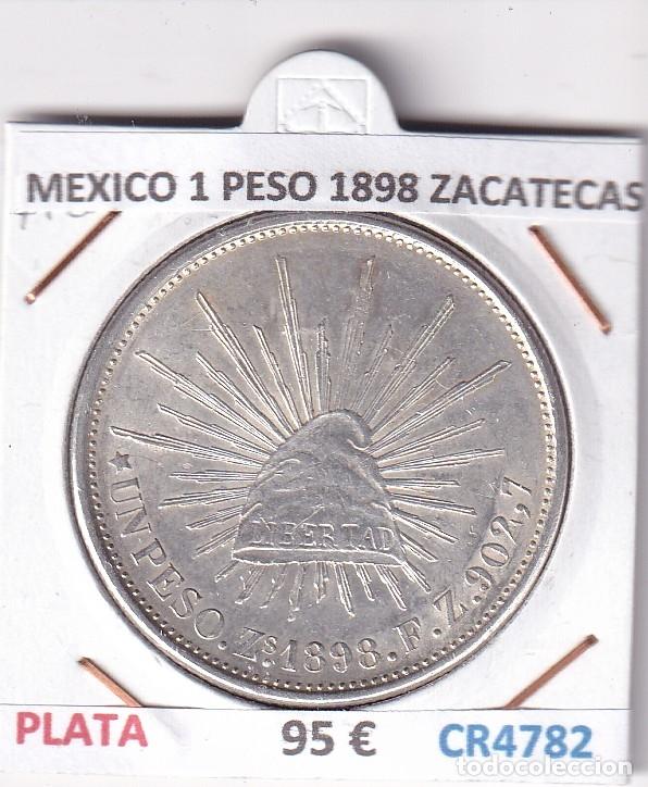 Monedas antiguas de Am&eacute;rica: CR4782 MONEDA MEXICO 1 PESO 1898 ZACATECAS