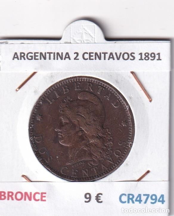 Monedas antiguas de Am&eacute;rica: CR4794 MONEDA ARGENTINA 2 CENTAVOS 1891 BRONCE
