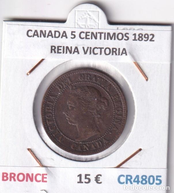 Monedas antiguas de Am&eacute;rica: CR4805 MONEDA CANADA 5 CENTIMOS 1892 REINA VICTORIA BRONCE