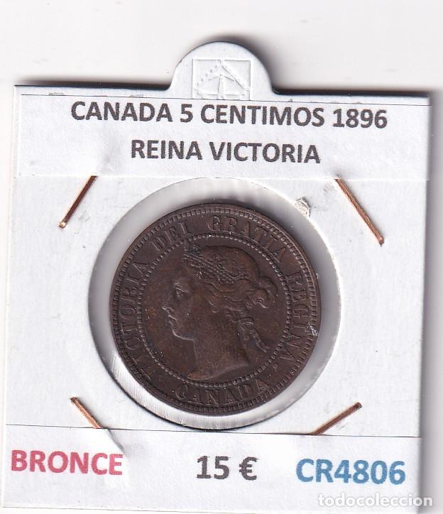 Monedas antiguas de Am&eacute;rica: CR4806 MONEDA CANADA 5 CENTIMOS 1896 REINA VICTORIA BRONCE