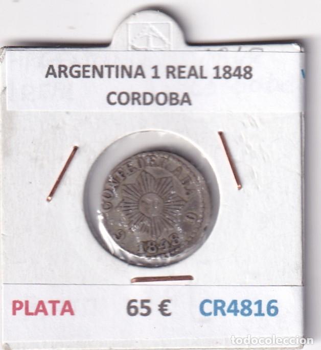Monedas antiguas de Am&eacute;rica: CR4816 MONEDA ARGENTINA 1 REAL 1848 CORDOBA PLATA