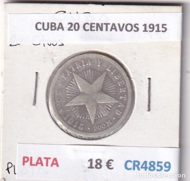 Monedas antiguas de Am&eacute;rica: CR4859 MONEDA CUBA 20 CENTAVOS 1915 PLATA