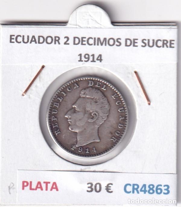 Old Coins of America: CR4863 MONEDA ECUADOR 2 DECIMOS DE SUCRE 1914 PLATA