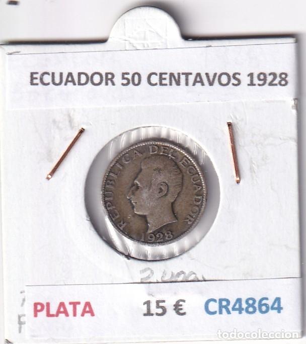 Old Coins of America: CR4864 MONEDA ECUADOR 50 CENTAVOS 1928 PLATA 0,720