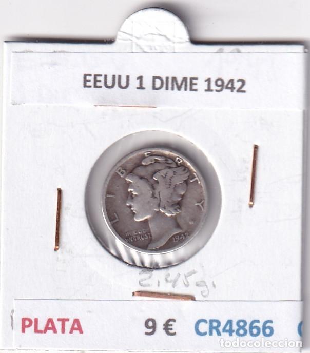 Monedas antiguas de Am&eacute;rica: CR4866 MONEDA EEUU 1 DIME 1942 PLATA