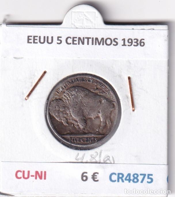 Monete antiche di America: CR4875 MONEDA EEUU 5 CENTIMOS 1936 CU-NI