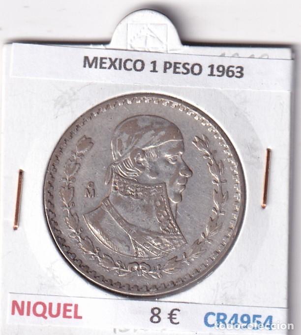 Monedas antiguas de Am&eacute;rica: CR4954 MONEDA MEXICO 1 PESO 1963 NIQUEL