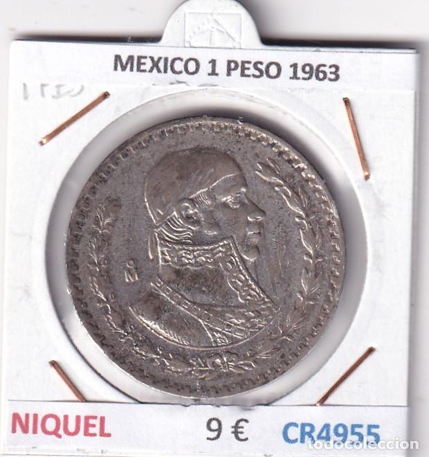 Monedas antiguas de Am&eacute;rica: CR4955 MONEDA MEXICO 1 PESO 1963 NIQUEL